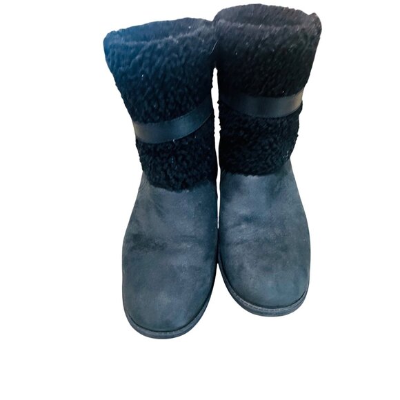 UGG Women Blayre II Shearling Genuine Cuff Suede Boots 1008220 Black 9.5 Snow - Picture 4 of 14